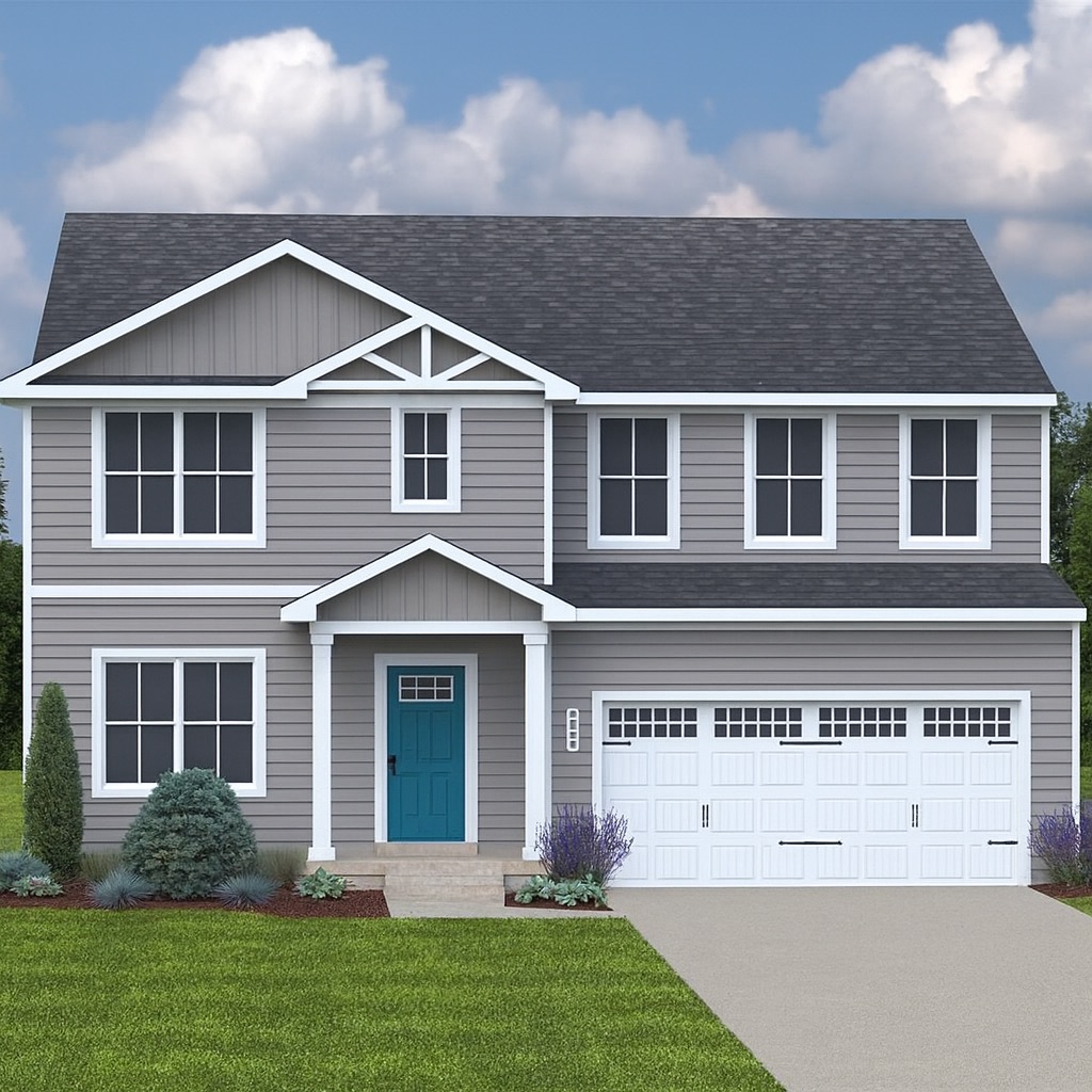 A new-construction home's yard designed with the Blue Steel package