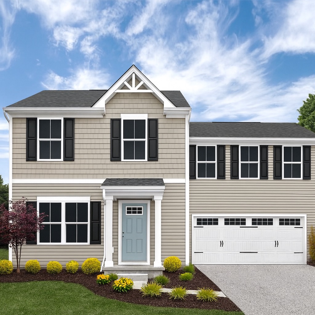 A new-construction home's yard designed with the Happy Days Yellow package