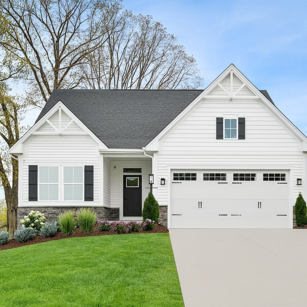 A new-construction home's yard designed with the Lean & Green package