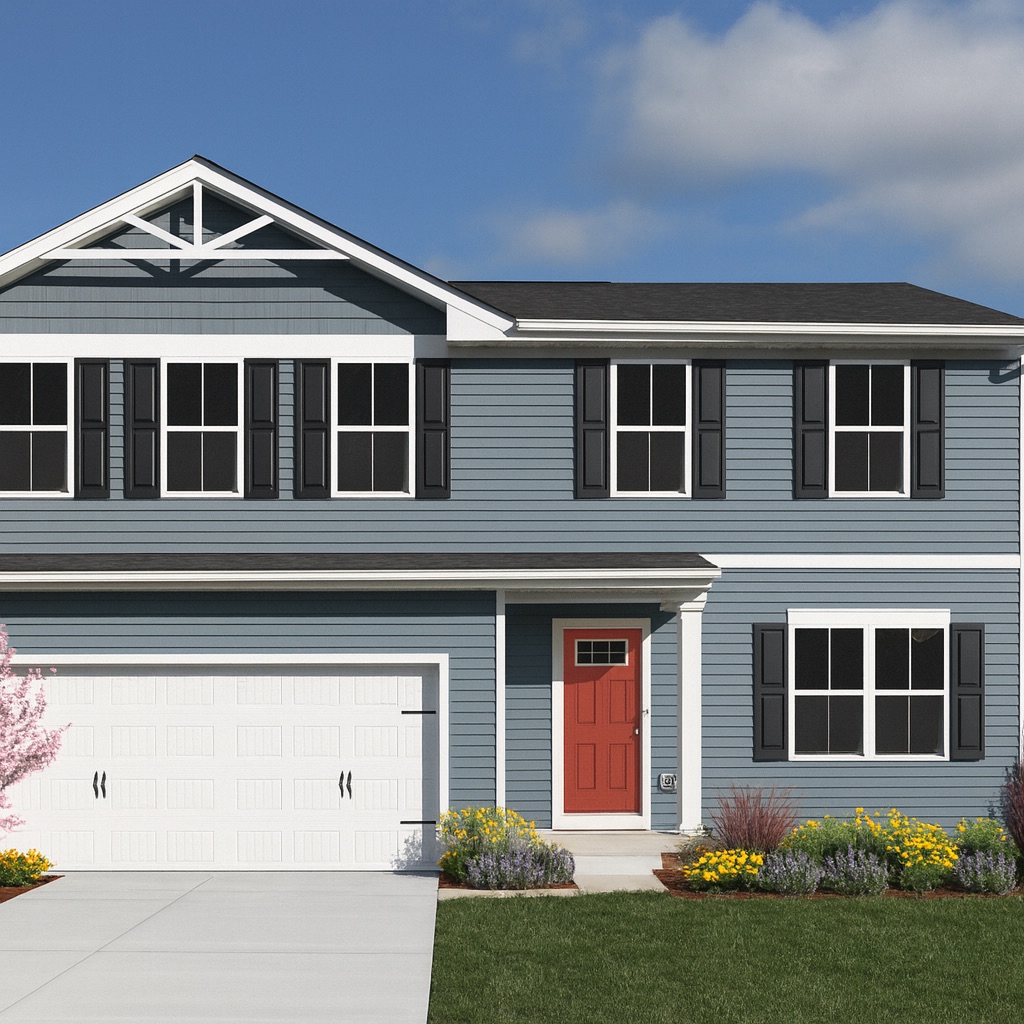 A new-construction home's yard designed with the Mardi Gras package
