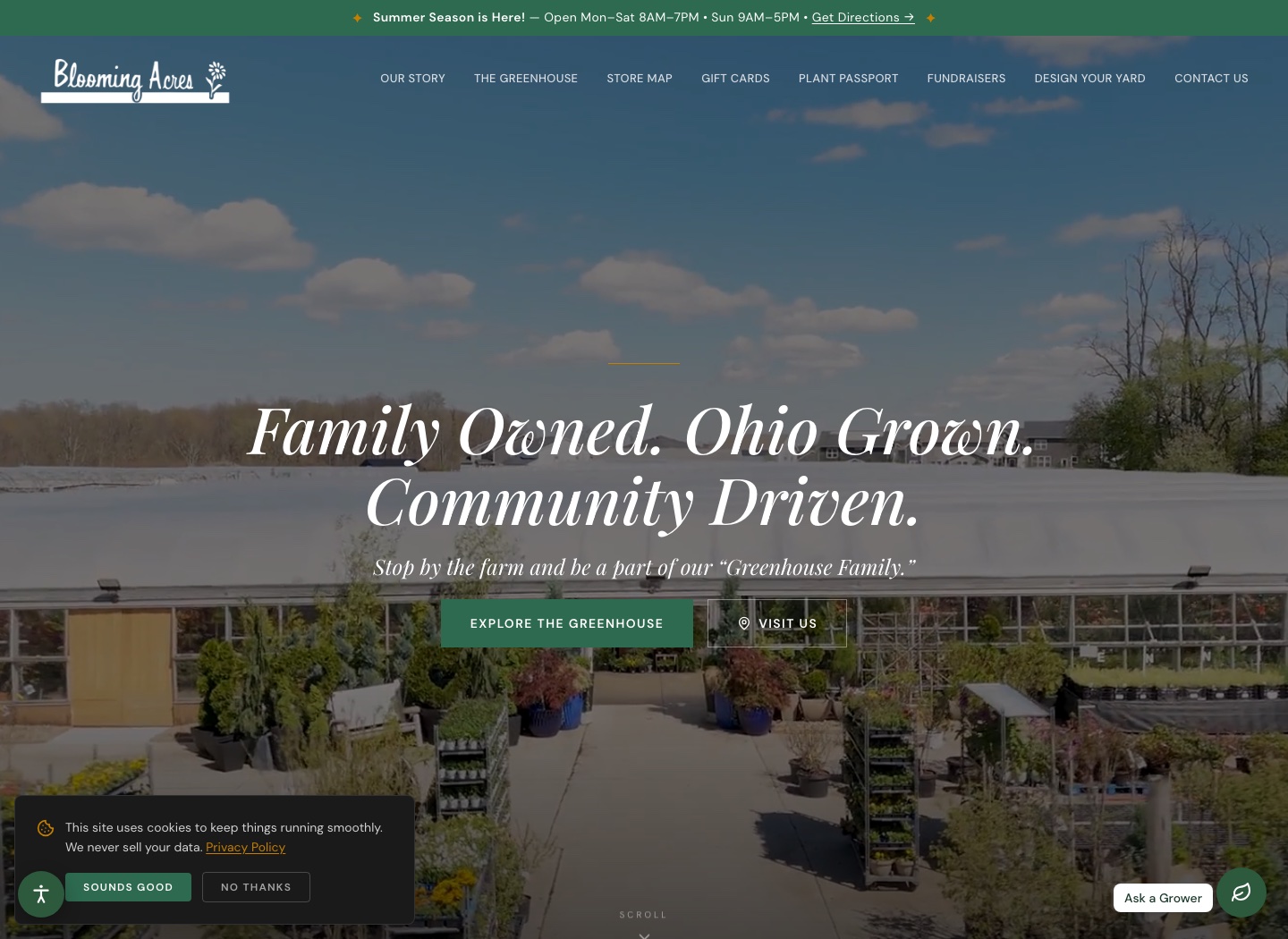 The Blooming Acres website